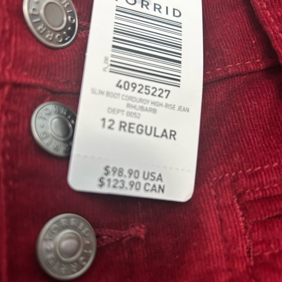 Torrid Red Corduroy Pants - Picture 2 of 7